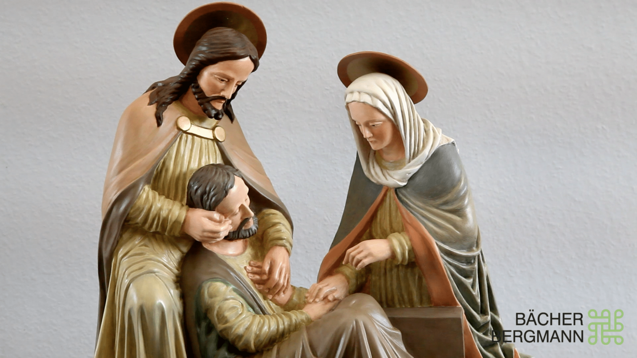 Alterfiguren Josefs Tod handbemalen und handgeschnitzt